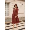 imageGRACE KARIN Womens 2025 Fall Long Sleeve Dress Casual V Neck Pleated A Line Flowy Midi DressesOrange