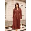 imageGRACE KARIN Womens 2025 Fall Long Sleeve Dress Casual V Neck Pleated A Line Flowy Midi DressesOrange