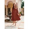 imageGRACE KARIN Womens 2025 Fall Long Sleeve Dress Casual V Neck Pleated A Line Flowy Midi DressesOrange