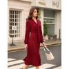 imageGRACE KARIN Womens 2025 Fall Long Sleeve Dress Casual V Neck Pleated A Line Flowy Midi DressesWine Red