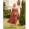 imageGRACE KARIN Womens 2025 Fall Long Sleeve Maxi Dress Floral Wedding Guest Dress Smocked Flowy Tiered Dresses with PocketsBrick Red