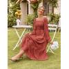 imageGRACE KARIN Womens 2025 Fall Long Sleeve Maxi Dress Floral Wedding Guest Dress Smocked Flowy Tiered Dresses with PocketsBrick Red