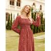 imageGRACE KARIN Womens 2025 Fall Long Sleeve Maxi Dress Floral Wedding Guest Dress Smocked Flowy Tiered Dresses with PocketsBrick Red