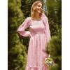 imageGRACE KARIN Womens 2025 Fall Long Sleeve Maxi Dress Floral Wedding Guest Dress Smocked Flowy Tiered Dresses with PocketsLight Pink