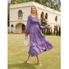 imageGRACE KARIN Womens 2025 Fall Long Sleeve Maxi Dress Floral Wedding Guest Dress Smocked Flowy Tiered Dresses with PocketsPurple