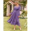 imageGRACE KARIN Womens 2025 Fall Long Sleeve Maxi Dress Floral Wedding Guest Dress Smocked Flowy Tiered Dresses with PocketsPurple