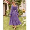 imageGRACE KARIN Womens 2025 Fall Long Sleeve Maxi Dress Floral Wedding Guest Dress Smocked Flowy Tiered Dresses with PocketsPurple
