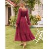 imageGRACE KARIN Womens 2025 Fall Long Sleeve Maxi Dress Floral Wedding Guest Dress Smocked Flowy Tiered Dresses with PocketsWine Red