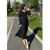 imageGRACE KARIN Womens 2025 Fall Long Sleeve Maxi Dresses Smocked V Neck Flowy Casual Dress with Pockets Wedding GuestBlack