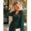 imageGRACE KARIN Womens 2025 Fall Long Sleeve Maxi Dresses Smocked V Neck Flowy Casual Dress with Pockets Wedding GuestDark Green
