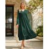 imageGRACE KARIN Womens 2025 Fall Long Sleeve Maxi Dresses Smocked V Neck Flowy Casual Dress with Pockets Wedding GuestDark Green