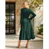 imageGRACE KARIN Womens 2025 Fall Long Sleeve Maxi Dresses Smocked V Neck Flowy Casual Dress with Pockets Wedding GuestDark Green