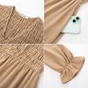 imageGRACE KARIN Womens 2025 Fall Long Sleeve Maxi Dresses Smocked V Neck Flowy Casual Dress with Pockets Wedding GuestKhaki