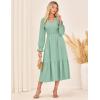 imageGRACE KARIN Womens 2025 Fall Long Sleeve Maxi Dresses Smocked V Neck Flowy Casual Dress with Pockets Wedding GuestLight Green
