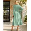 imageGRACE KARIN Womens 2025 Fall Long Sleeve Maxi Dresses Smocked V Neck Flowy Casual Dress with Pockets Wedding GuestLight Green