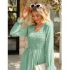 imageGRACE KARIN Womens 2025 Fall Long Sleeve Maxi Dresses Smocked V Neck Flowy Casual Dress with Pockets Wedding GuestLight Green