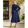 imageGRACE KARIN Womens 2025 Fall Long Sleeve Maxi Dresses Smocked V Neck Flowy Casual Dress with Pockets Wedding GuestNavy