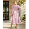 imageGRACE KARIN Womens 2025 Fall Long Sleeve Maxi Dresses Smocked V Neck Flowy Casual Dress with Pockets Wedding GuestPink