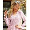 imageGRACE KARIN Womens 2025 Fall Long Sleeve Maxi Dresses Smocked V Neck Flowy Casual Dress with Pockets Wedding GuestPink