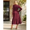 imageGRACE KARIN Womens 2025 Fall Long Sleeve Maxi Dresses Smocked V Neck Flowy Casual Dress with Pockets Wedding GuestWine Red
