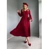 imageGRACE KARIN Womens 2025 Fall Long Sleeve Maxi Dresses Smocked V Neck Flowy Casual Dress with Pockets Wedding GuestWine Red