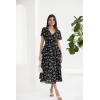 imageGRACE KARIN Womens 2025 Floral Summer Long Midi Dress V Neck Short Sleeve Ruffle Tiered Layered Boho Swing DressesBlack Floral