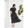 imageGRACE KARIN Womens 2025 Floral Summer Long Midi Dress V Neck Short Sleeve Ruffle Tiered Layered Boho Swing DressesBlack Floral