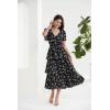 imageGRACE KARIN Womens 2025 Floral Summer Long Midi Dress V Neck Short Sleeve Ruffle Tiered Layered Boho Swing DressesBlack Floral