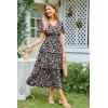 imageGRACE KARIN Womens 2025 Floral Summer Long Midi Dress V Neck Short Sleeve Ruffle Tiered Layered Boho Swing DressesBlack Rose Floral