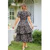 imageGRACE KARIN Womens 2025 Floral Summer Long Midi Dress V Neck Short Sleeve Ruffle Tiered Layered Boho Swing DressesBlack Rose Floral