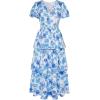 imageGRACE KARIN Womens 2025 Floral Summer Long Midi Dress V Neck Short Sleeve Ruffle Tiered Layered Boho Swing DressesBlue Purple Floral