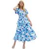 imageGRACE KARIN Womens 2025 Floral Summer Long Midi Dress V Neck Short Sleeve Ruffle Tiered Layered Boho Swing DressesBlue Purple Floral