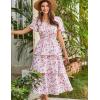 imageGRACE KARIN Womens 2025 Floral Summer Long Midi Dress V Neck Short Sleeve Ruffle Tiered Layered Boho Swing DressesPink Floral
