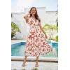 imageGRACE KARIN Womens 2025 Floral Summer Long Midi Dress V Neck Short Sleeve Ruffle Tiered Layered Boho Swing DressesRedwhite Floral