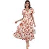imageGRACE KARIN Womens 2025 Floral Summer Long Midi Dress V Neck Short Sleeve Ruffle Tiered Layered Boho Swing DressesRedwhite Floral