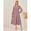 imageGRACE KARIN Womens 2025 Long Sleeve Floral Maxi Dress V Neck High Waist A Line Flowy Wedding Guest DressesPink Floral
