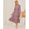 imageGRACE KARIN Womens 2025 Long Sleeve Floral Maxi Dress V Neck High Waist A Line Flowy Wedding Guest DressesPink Floral