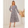 imageGRACE KARIN Womens 2025 Long Sleeve Floral Maxi Dress V Neck High Waist A Line Flowy Wedding Guest DressesRed Blue Floral