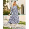 imageGRACE KARIN Womens 2025 Long Sleeve Floral Maxi Dress V Neck High Waist A Line Flowy Wedding Guest DressesWhite Blue Floral