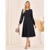 imageGRACE KARIN Womens 2025 Summer Long Lace Sleeve Dresses Crewneck Pleated A Line Flowy Casual Midi Dresses with PocketsBlack