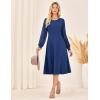 imageGRACE KARIN Womens 2025 Summer Long Lace Sleeve Dresses Crewneck Pleated A Line Flowy Casual Midi Dresses with PocketsNavy Blue