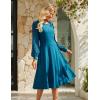 imageGRACE KARIN Womens 2025 Summer Long Lace Sleeve Dresses Crewneck Pleated A Line Flowy Casual Midi Dresses with PocketsPeacock Blue
