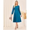 imageGRACE KARIN Womens 2025 Summer Long Lace Sleeve Dresses Crewneck Pleated A Line Flowy Casual Midi Dresses with PocketsPeacock Blue