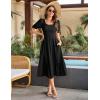 imageGRACE KARIN Womens Casual Summer Dresses Puff Short Sleve Square Neck Smocked Midi Dress A Line Flowy Dresses with PocketsBlack