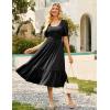 imageGRACE KARIN Womens Casual Summer Dresses Puff Short Sleve Square Neck Smocked Midi Dress A Line Flowy Dresses with PocketsBlack