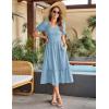 imageGRACE KARIN Womens Casual Summer Dresses Puff Short Sleve Square Neck Smocked Midi Dress A Line Flowy Dresses with PocketsLight Blue