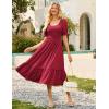 imageGRACE KARIN Womens Casual Summer Dresses Puff Short Sleve Square Neck Smocked Midi Dress A Line Flowy Dresses with PocketsWine Red