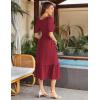 imageGRACE KARIN Womens Casual Summer Dresses Puff Short Sleve Square Neck Smocked Midi Dress A Line Flowy Dresses with PocketsWine Red