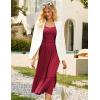 imageGRACE KARIN Womens Casual Summer Dresses Puff Short Sleve Square Neck Smocked Midi Dress A Line Flowy Dresses with PocketsWine Red