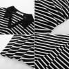 imageGRACE KARIN Womens Casual Summer Dresses Striped Polo V Neck Cap Sleeve Side Slit Ruched Bodycon Stretch Midi DressesBlack